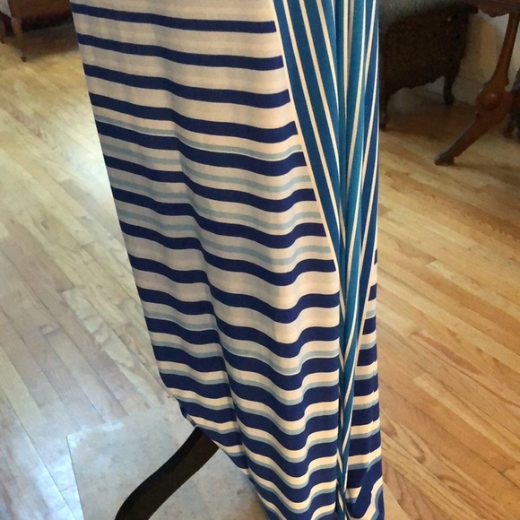Calvin Klein size 10 blue maxi dress elongating diagonal stripe,slimming - Picture 4 of 16
